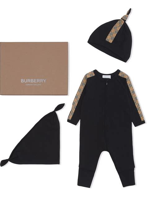 Burberry Unisex Rizza Cotton Coverall & Check Bandana Bib Gift 